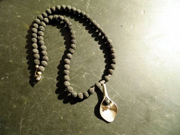 Kette, Lava, Schmuck, Silber, Blatt, Blüte, schwarz, Frauen, Lavakette